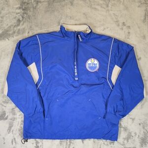 Vintage Y2K Lee Sport Edmonton Oilers Fleece Lined 1/2 Pullover Jacket Size Lrg